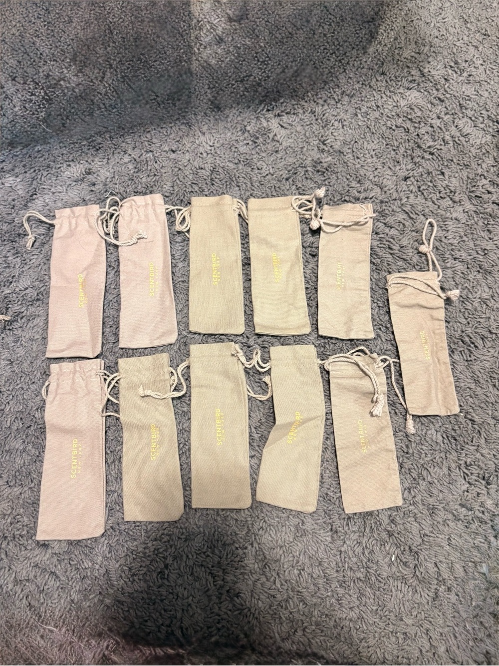 NWOT set of 11 Scentbird grey drawstring bags
